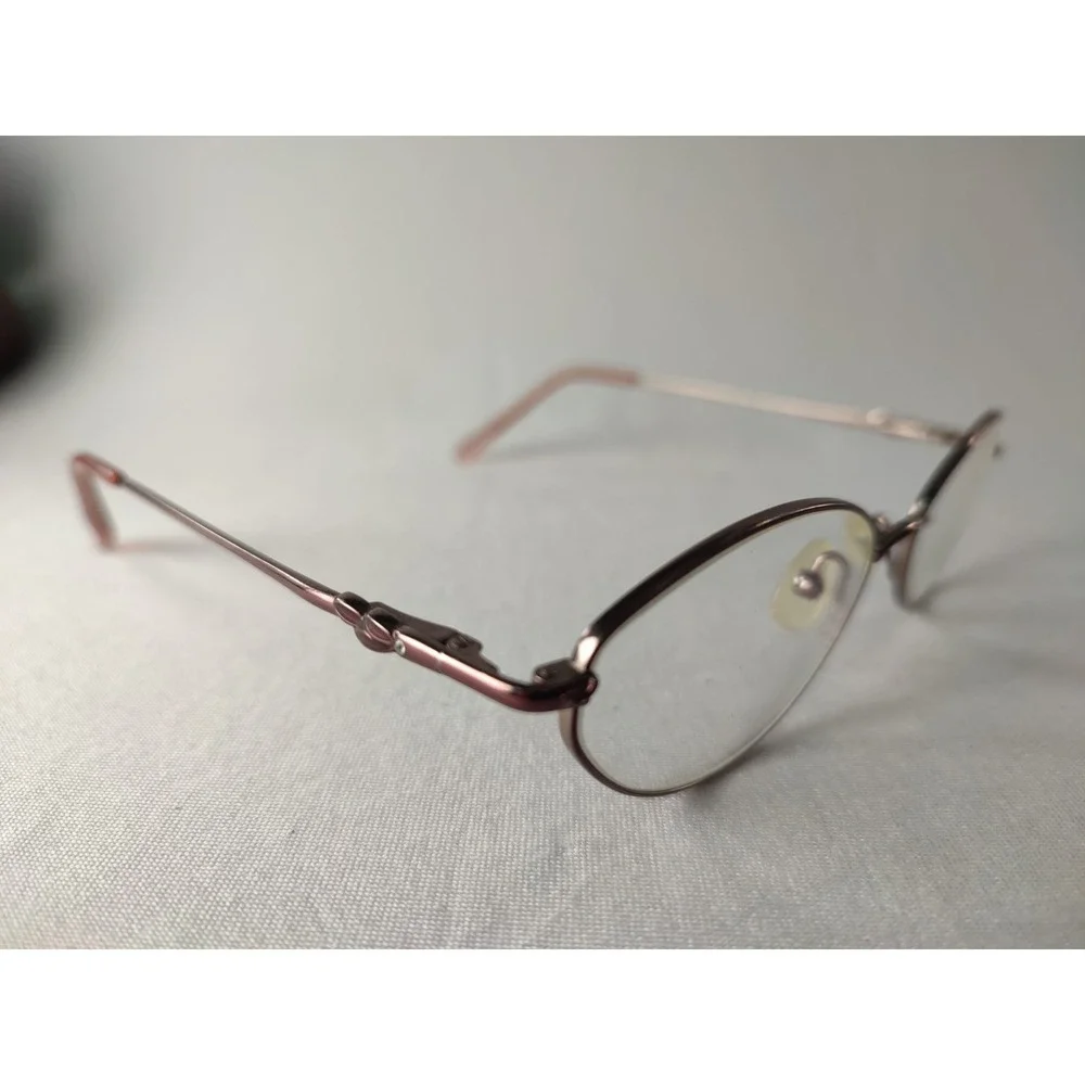 Saks Fifth Avenue UG9 Plum Burgundy Oval Metal Eyeglass Frames Women 48-18-130
